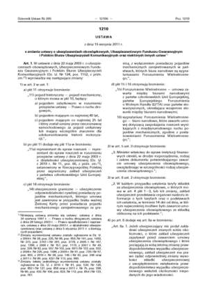 Ustawa o Ubezpieczeniach Obowiązkowych nowa od 11 luty 2012